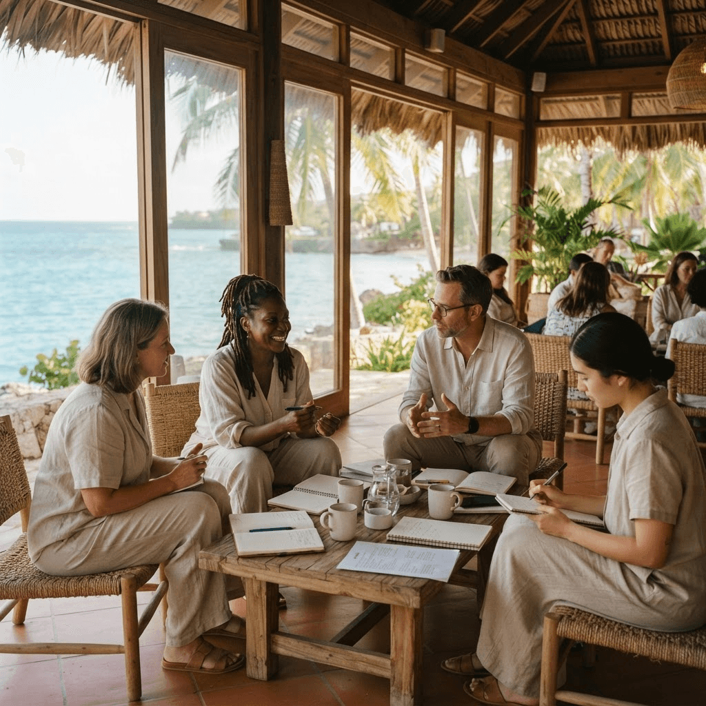The oceanfront setting of the Afterlight Practitioner Retreat in Negril, Jamaica